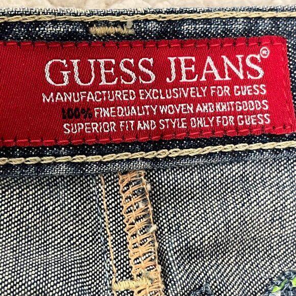 Vintage Guess Denim Maxi Skirt Size 28 Embroidery Floral Pockets Y2K Western - Picture 8 of 14